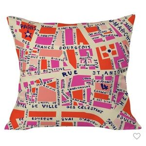 Holli Zolinger Paris Map Print Accent Pillow